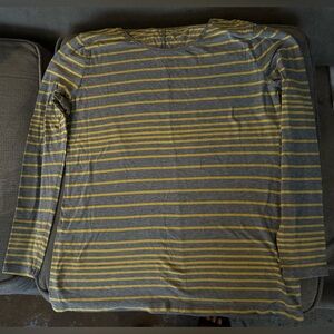 Merons, long sleeved striped shirt, yellow/grey, SIZE XL